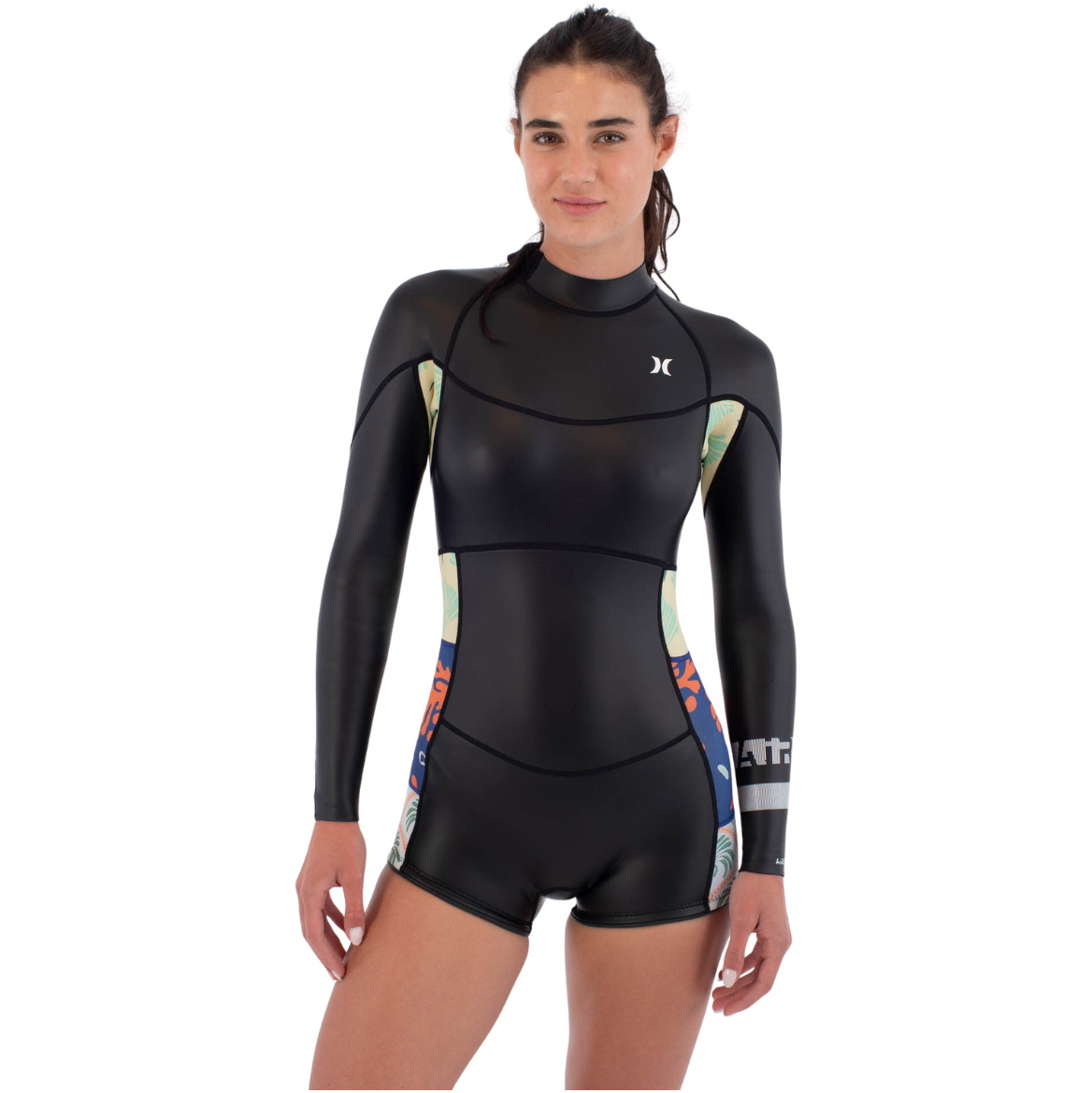 2026 Hurley Womens Air 2mm Back Zip Shorty Fato De Primavera WSS0014252 - Black Skin